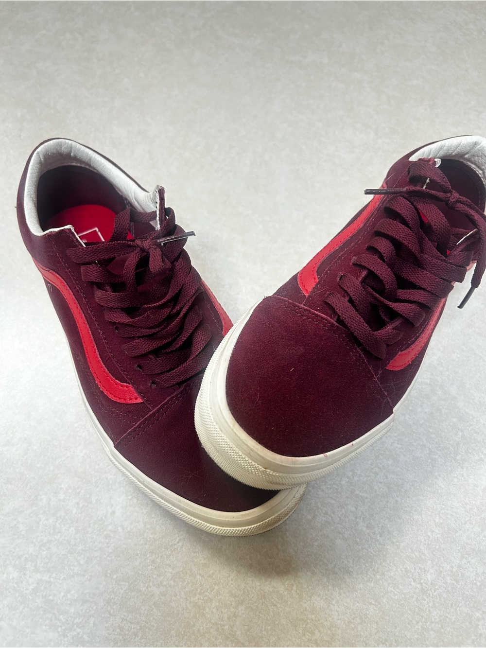 Vans Burgundy and Red Low Top Sneakers
